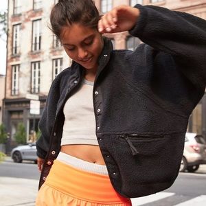 Free People Hit The Slopes Fleece Jacket - Black